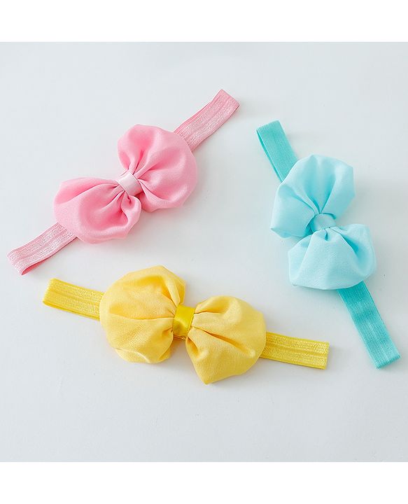 Babyhug Bow Applique Headbands Pack Of 3 - Multicolor