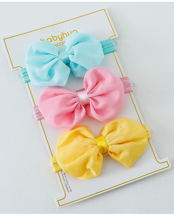 Babyhug Bow Applique Headbands Pack Of 3 - Multicolor