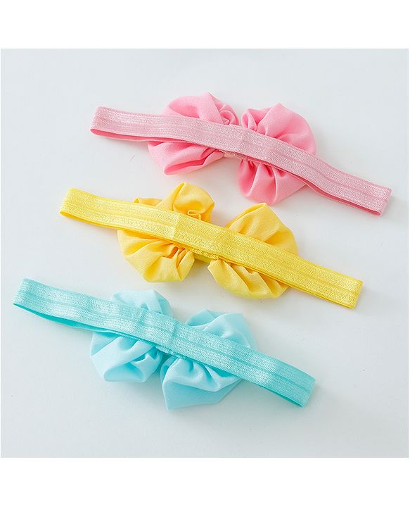 Babyhug Bow Applique Headbands Pack Of 3 - Multicolor