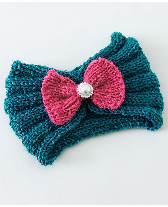 Babyhug Crochet Bow With Pearl Headbands - Blue