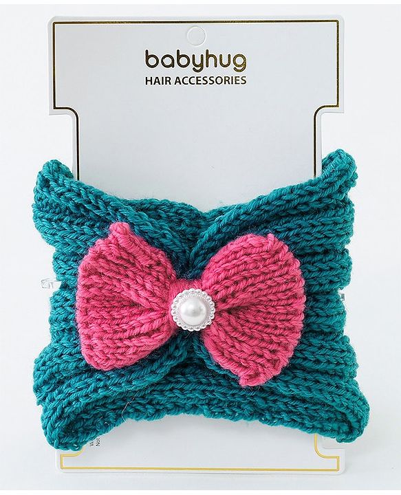 Babyhug Crochet Bow With Pearl Headbands - Blue