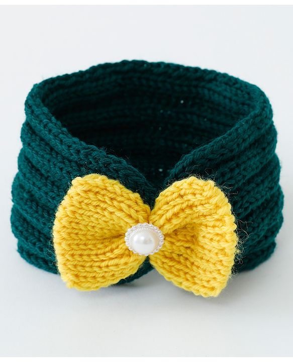Babyhug Crochet Bow With Pearl Headbands - Blue