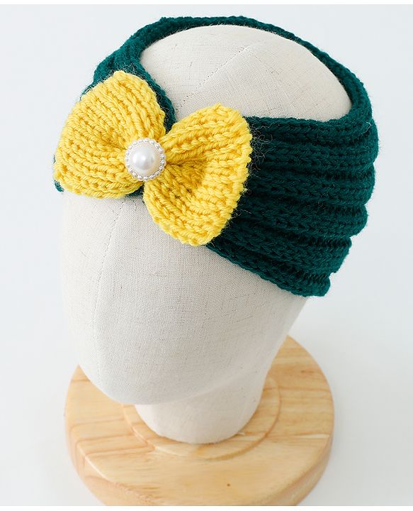Babyhug Crochet Bow With Pearl Headbands - Blue