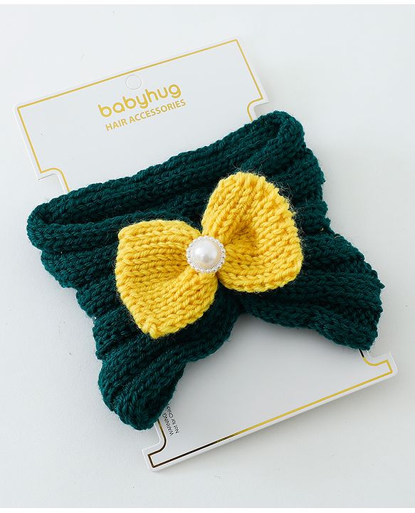 Babyhug Crochet Bow With Pearl Headbands - Blue