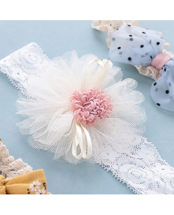 Babyhug Free Size Headbands with Bow Flower Applique Pack of 3 - Multicolour