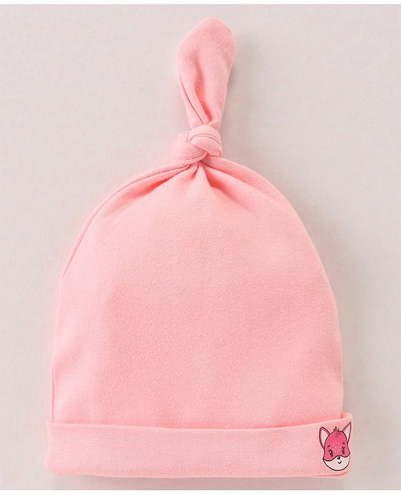 Babyhug 100% Cotton Caps Floral & Dot Print Pack Of 3 Pink - Diameter 10.5 cm