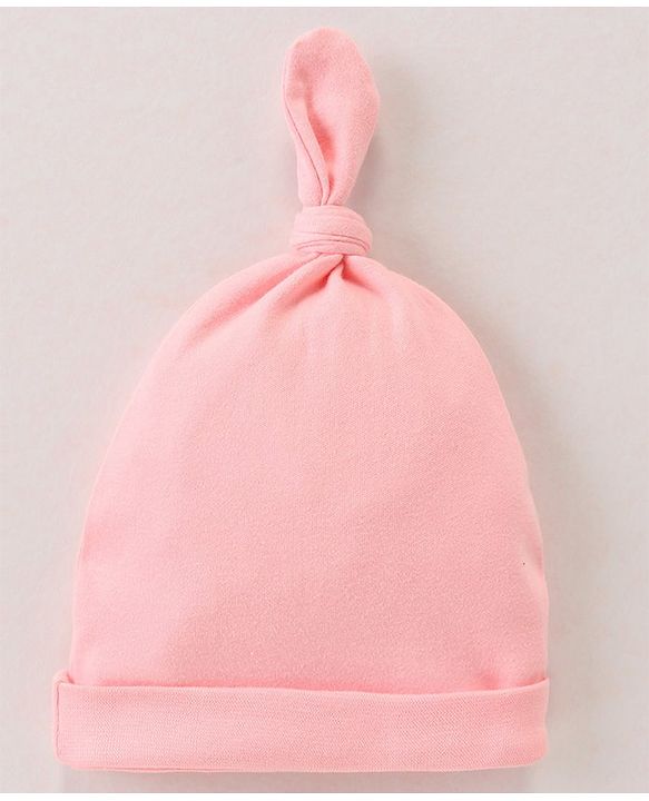 Babyhug 100% Cotton Caps Floral & Dot Print Pack Of 3 Pink - Diameter 10.5 cm