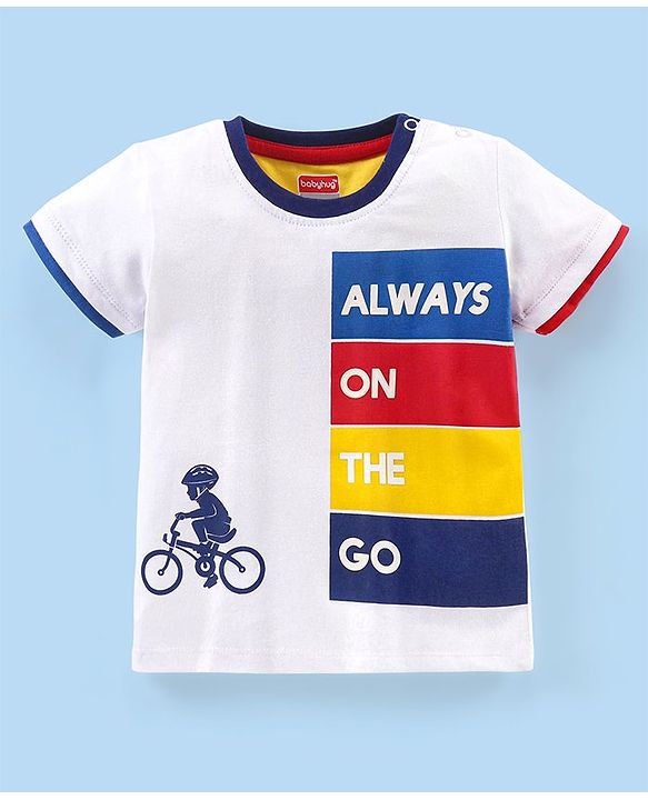 Babyhug Cotton Half Sleeves T-Shirt Text Print - White