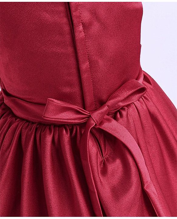 Babyhug Sleeveless Satin Party Frock - Red