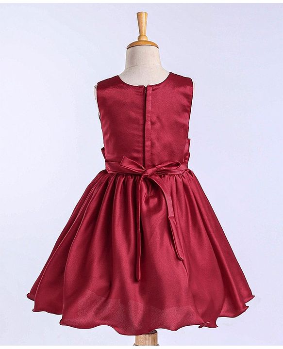 Babyhug Sleeveless Satin Party Frock - Red