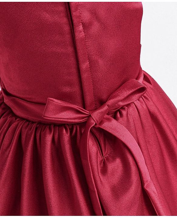 Babyhug Sleeveless Satin Party Frock - Red