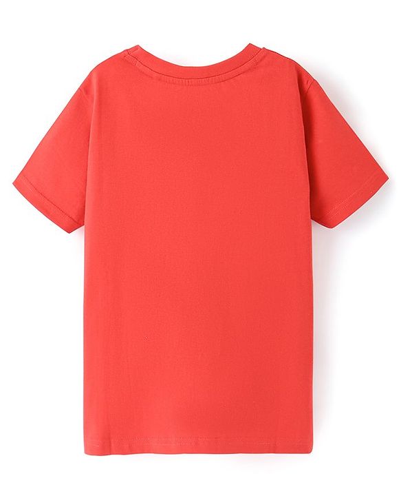 Pine Kids 100% Cotton Half Sleeves Bio Washed T-Shirt Bicycle Print - Red