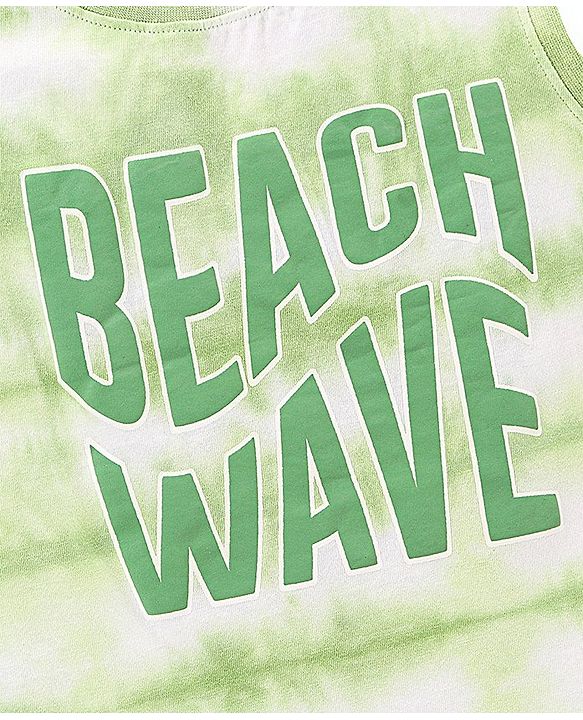 Pine Kids 100% Cotton Sleeveless Biowashed T-Shirt Tie Dye & Text Print- White