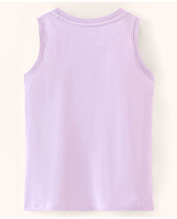 Pine Kids Cotton Sleeveless Biowashed T-Shirt Leaf Print- Purple