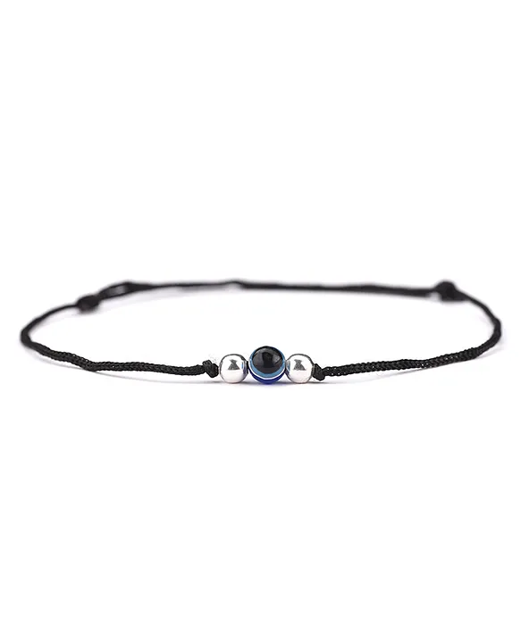 Black Silver 925 Adjustable Evil eye Thread Anklet Black and Silver Online  in India, Buy at Best Price from  - 12612142