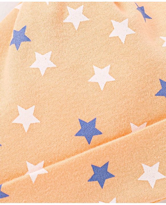 Babyhug 100%  Cotton Cap Star Print Peach - Diameter 9.5 cm