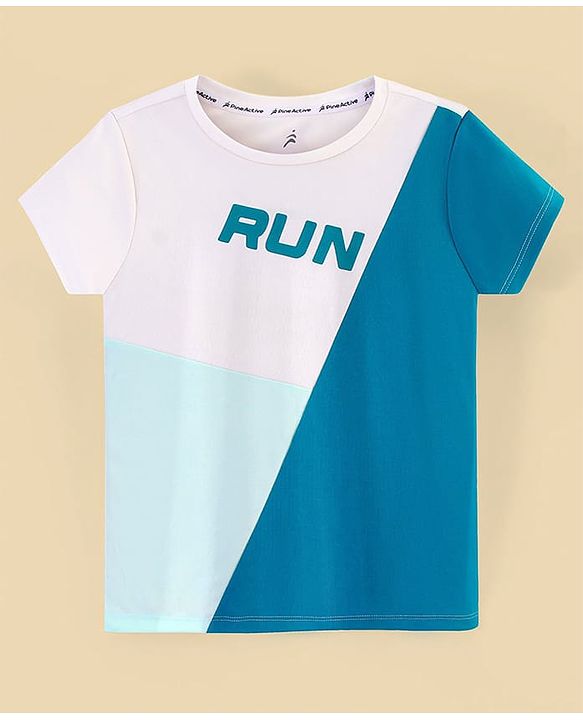 Pine Active Skin Friendly & Breathable Half Sleeves Sportswear T-Shirt - White & Blue