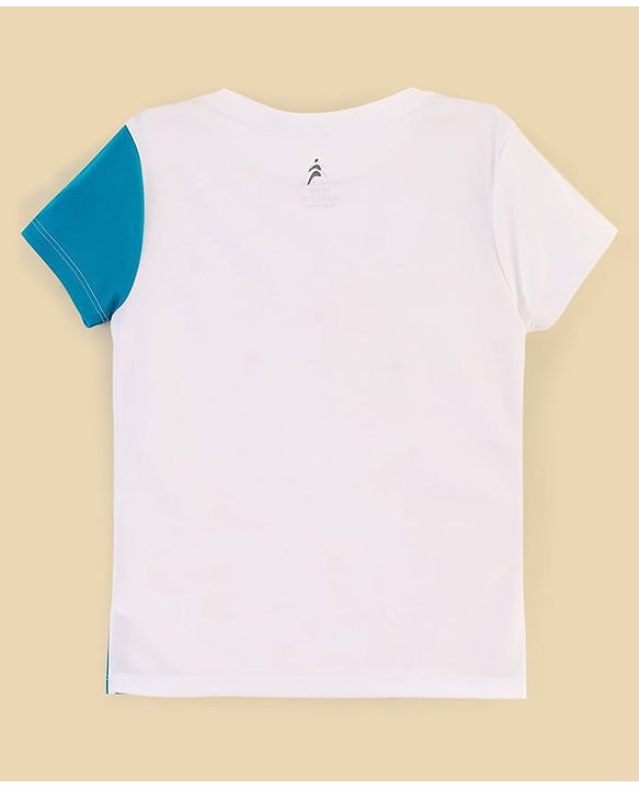 Pine Active Skin Friendly & Breathable Half Sleeves Sportswear T-Shirt - White & Blue