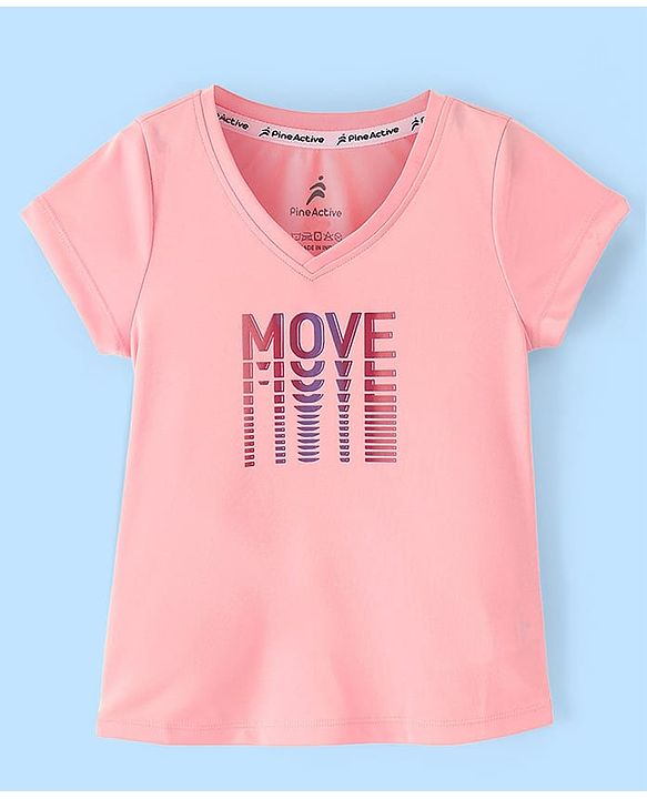 Pine Active Skin Friendly & Breathable Half Sleeves Sportswear T-Shirt -Pink