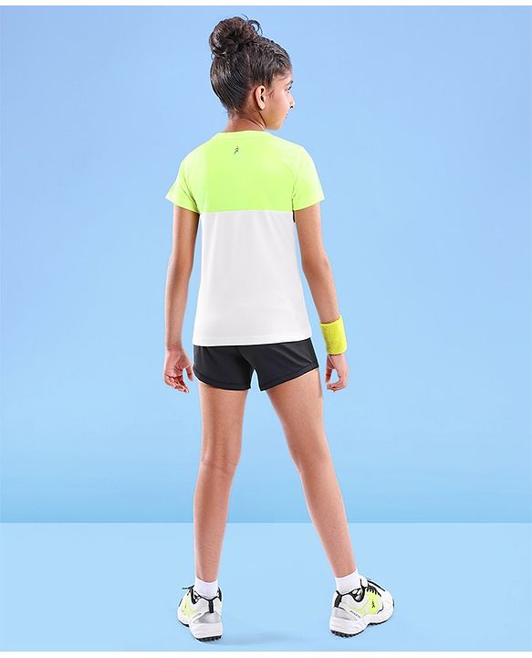 Pine Active Skin Friendly & Breathable Half Sleeves Sportswear T-Shirt - Green & White