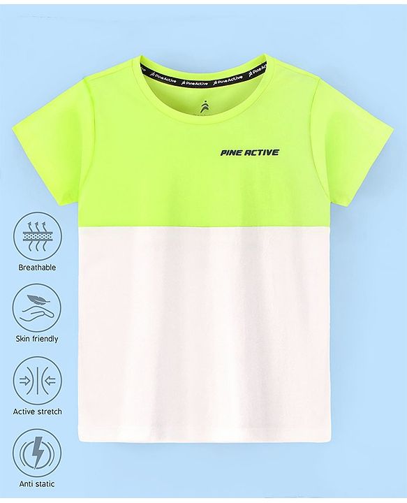 Pine Active Skin Friendly & Breathable Half Sleeves Sportswear T-Shirt - Green & White