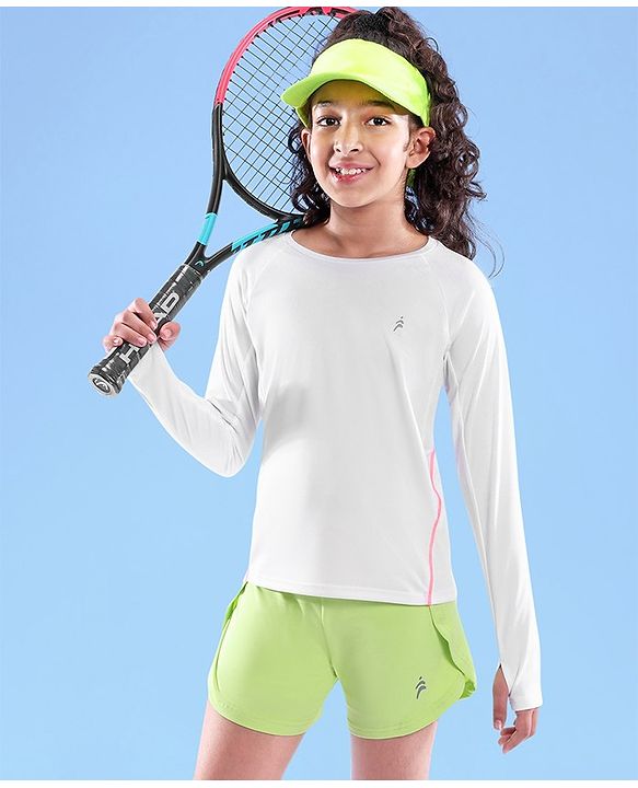 Pine Active Skin Friendly & Breathable Full Sleeves Sportswear T-Shirt - White