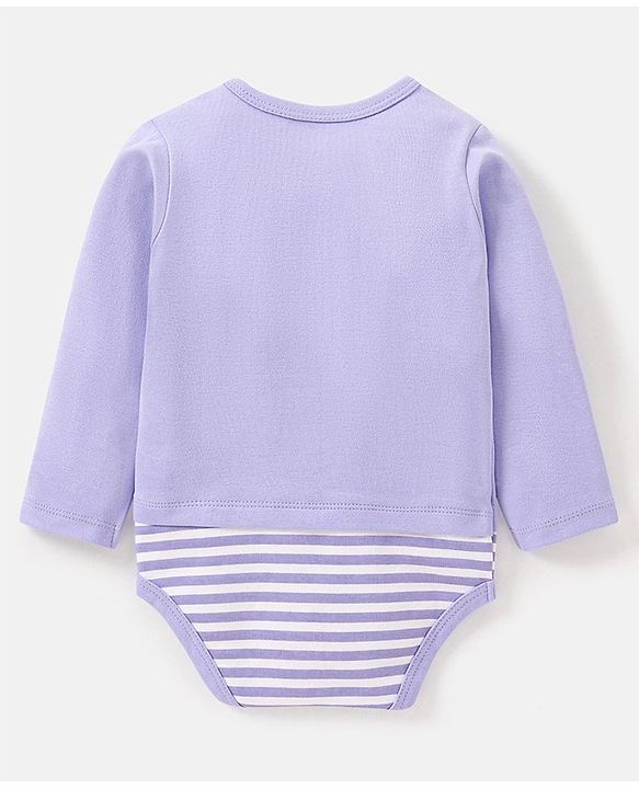 Babyhug 100% Cotton Knit Full Sleeves Onesie Hippo Print - Purple