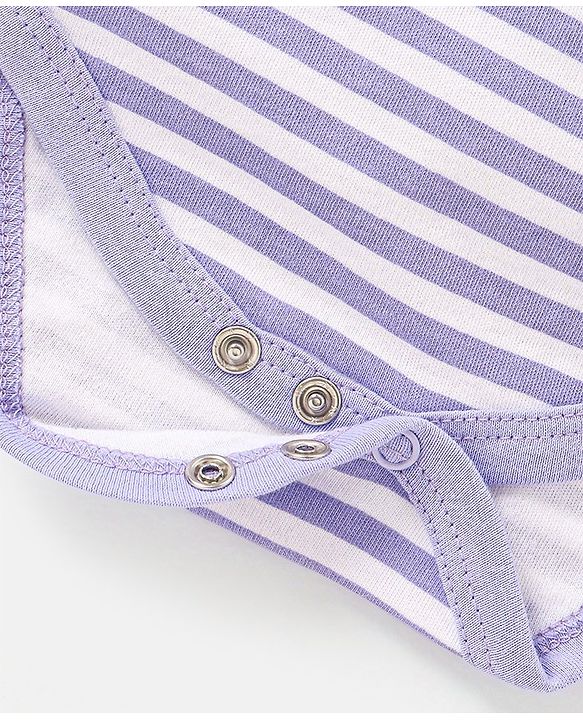 Babyhug 100% Cotton Knit Full Sleeves Onesie Hippo Print - Purple