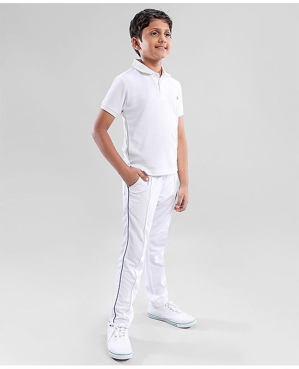 Pine Active Half Sleeves T-Shirt & Track Pant Cricket Jersey Set Solid - White