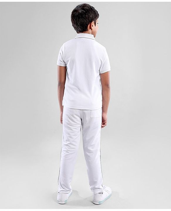 Pine Active Half Sleeves T-Shirt & Track Pant Cricket Jersey Set Solid - White