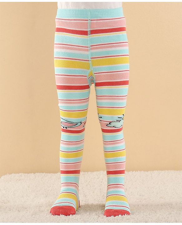 Cutewalk by Babyhug Anti Bacterial Footed  Tights Striped - Multicolor