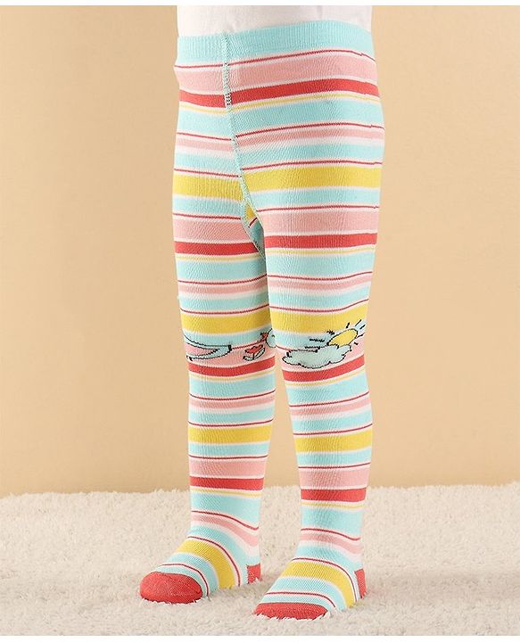 Cutewalk by Babyhug Anti Bacterial Footed  Tights Striped - Multicolor