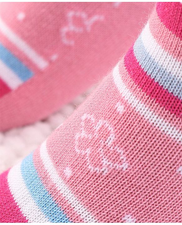Cutewalk by Babyhug Anti Bacterial Footed Tights Stripes & Floral Design - Pink