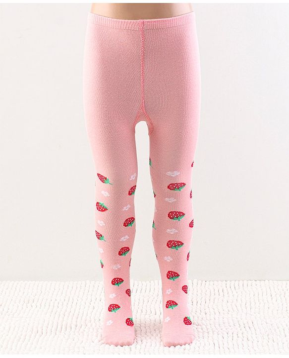 Cutewalk by Babyhug Anti Bacterial Footed Tights Strawberry Design - Pink