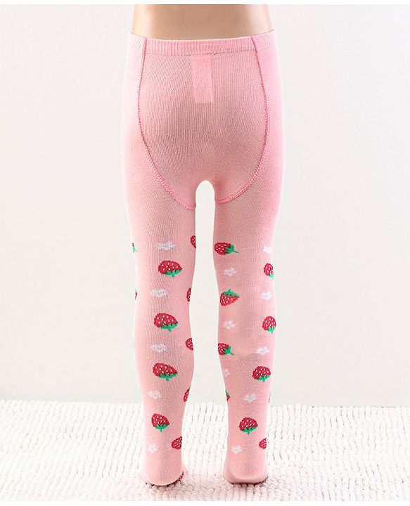 Cutewalk by Babyhug Anti Bacterial Footed Tights Strawberry Design - Pink