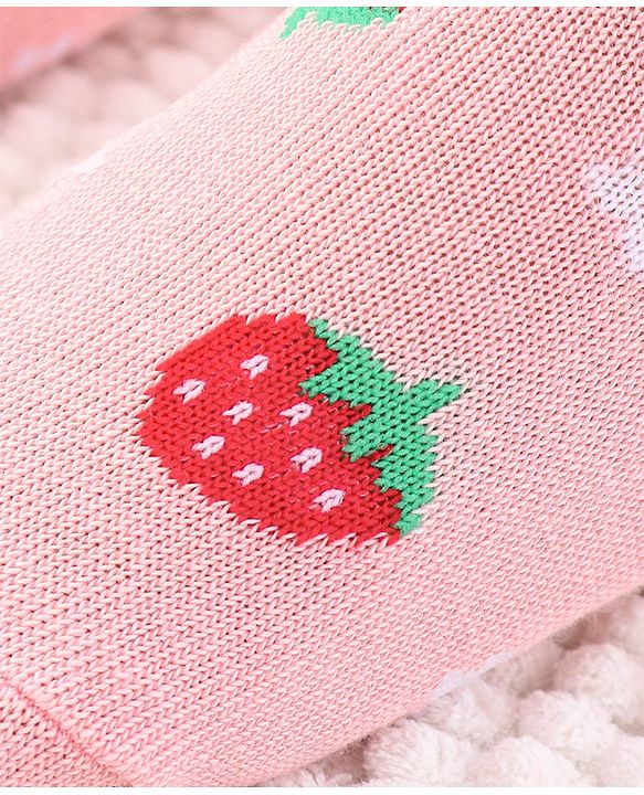 Cutewalk by Babyhug Anti Bacterial Footed Tights Strawberry Design - Pink