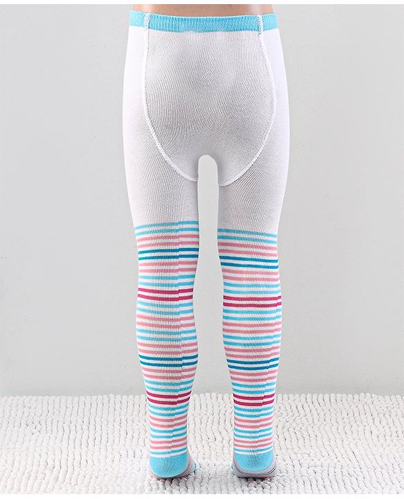 Cutewalk by Babyhug Anti Bacterial Striped Footed Tights - White