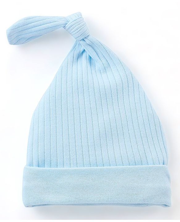 Babyhug 100% Cotton Knit Mittens & Booties Set Text Embroidery Blue - Diameter 10.5 cm
