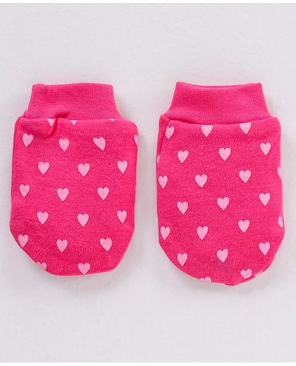 Babyhug 100% Cotton Animal Printed Cap Mittens & Booties - Cap Diameter 10 cm