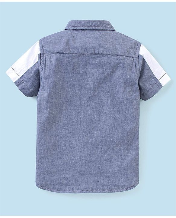 Babyhug 100% Cotton Half Sleeves Solid Shirt with Badge - Grey