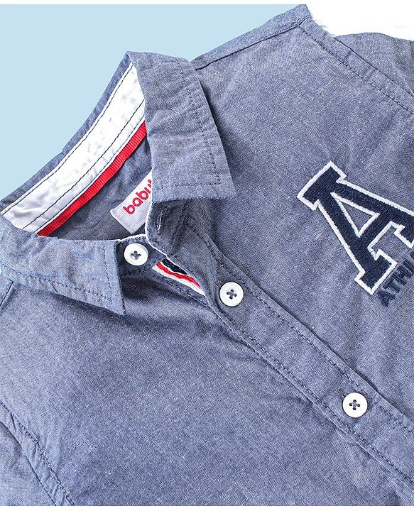 Babyhug 100% Cotton Half Sleeves Solid Shirt with Badge - Grey