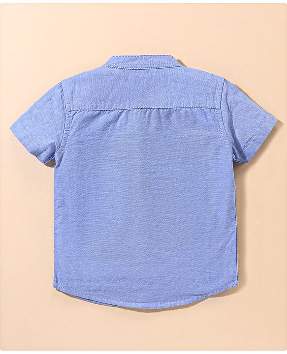 Babyhug 100% Cotton Half Sleeves Solid Oxford Shirt Cut & Sew - Blue