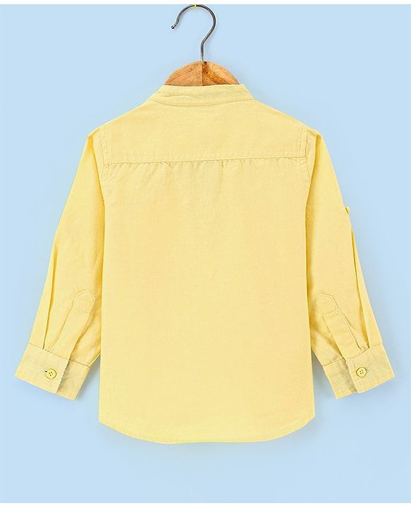 Babyhug 100% Cotton Full Sleeves Solid Color Kurta Style Shirt - Yellow