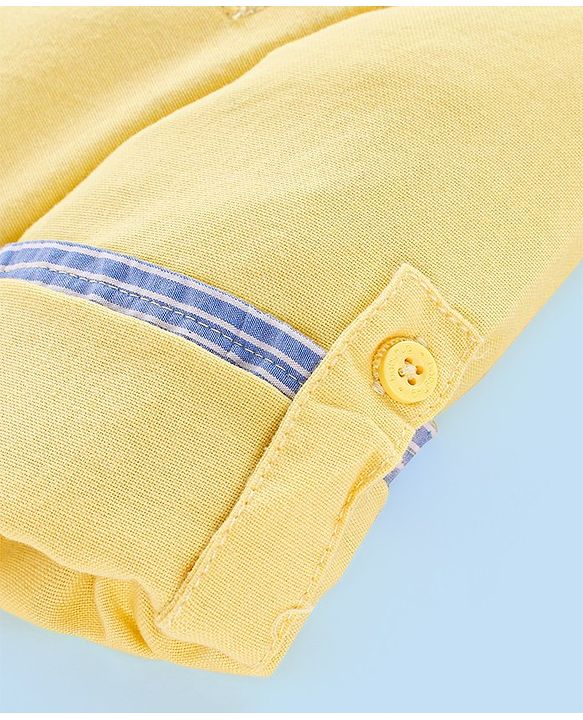 Babyhug 100% Cotton Full Sleeves Solid Color Kurta Style Shirt - Yellow