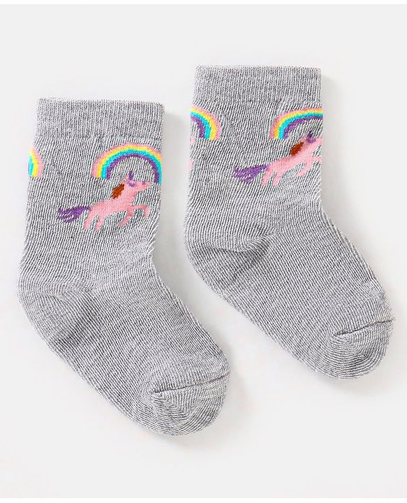 Cute Walk by Babyhug Cotton Non Terry Anti Bacterial Ankle Length Socks Unicorn Design Pack of 5 - Multicolour
