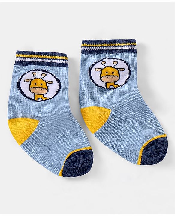 Cutewalk by Babyhug Ankle Length Anti-bacterial Cotton Knit Blend Socks Giraffe Design Pack of 5 - Multicolour