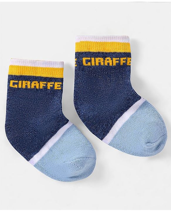 Cutewalk by Babyhug Ankle Length Anti-bacterial Cotton Knit Blend Socks Giraffe Design Pack of 5 - Multicolour