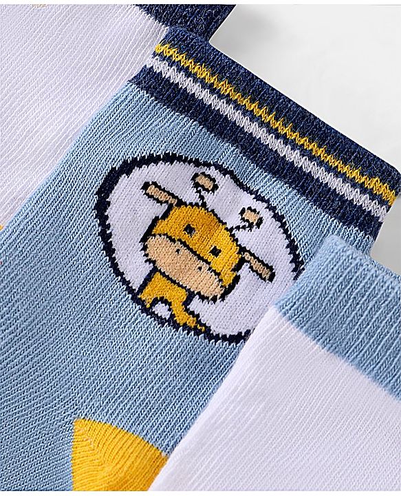 Cutewalk by Babyhug Ankle Length Anti-bacterial Cotton Knit Blend Socks Giraffe Design Pack of 5 - Multicolour