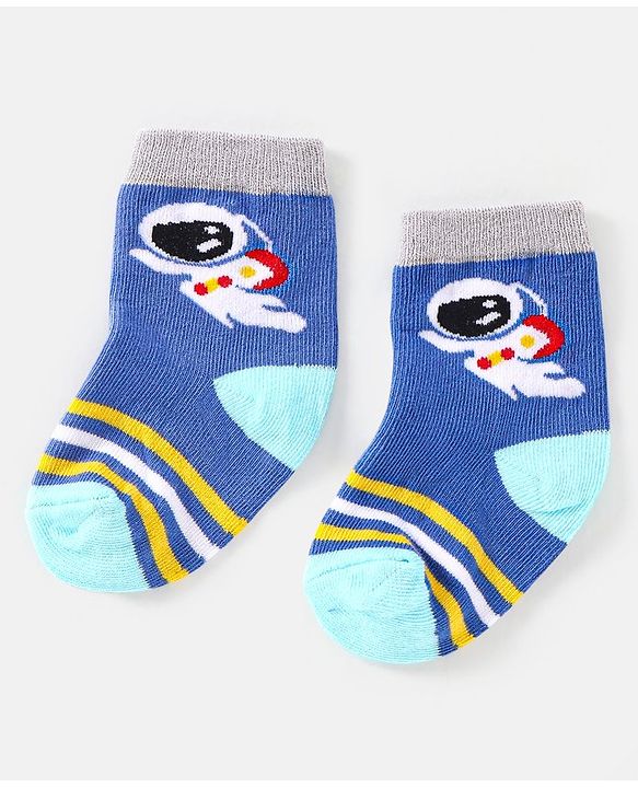 Cute Walk by Babyhug Cotton Non Terry Anti Bacterial Ankle Length Socks Space Design Pack of 5 - Multicolour