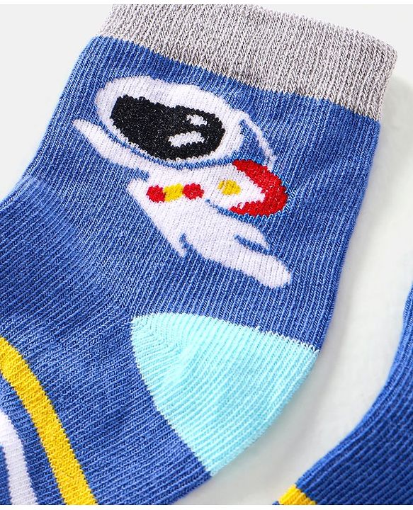 Cute Walk by Babyhug Cotton Non Terry Anti Bacterial Ankle Length Socks Space Design Pack of 5 - Multicolour